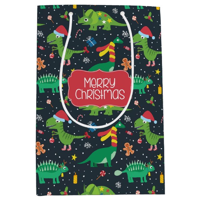 Christmas Holiday Dinosaur Gift Bag (Front)