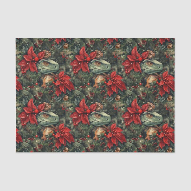  Christmas Holiday Dinosaur  pattern  Tissue Paper (Front)