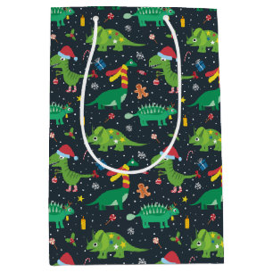 Christmas Holiday Dinosaurs Wrapping Paper Medium Gift Bag