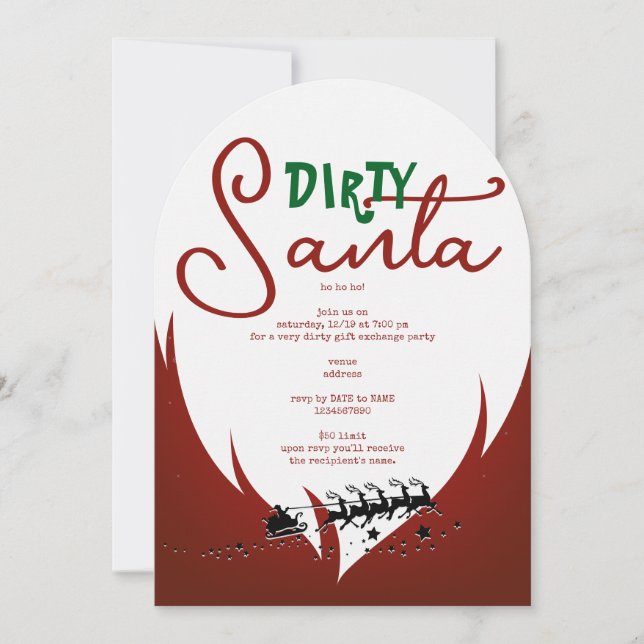 Christmas Holiday Dirty Santa Red Gift Exchange Invitation (Front)