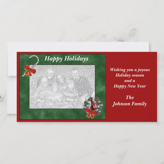 Christmas Holiday Doberman Wreath Photo Card (Front)