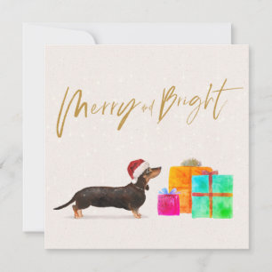 Christmas Holiday Dog Dachshund Merry Greeting