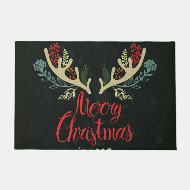 Christmas Holiday Doormat-Antlers Mooy Christmas Doormat (Front)