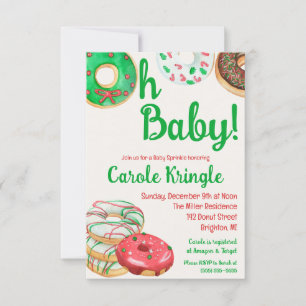 Christmas Holiday Doughnut Baby Sprinkle, Shower Invitation