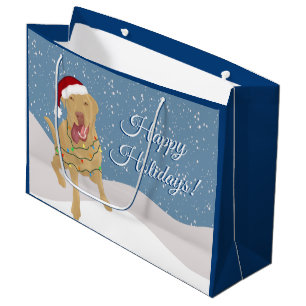 Christmas Holiday Dudley Labrador Large Gift Bag