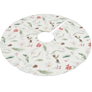 Christmas Holiday Elegant Boho Botanical Nature Brushed Polyester Tree Skirt