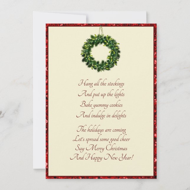 Christmas Holiday Elegant Christmas Wreath Card (Front)