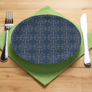 Christmas Holiday Elegant Classic Navy Blue  Paper Plate