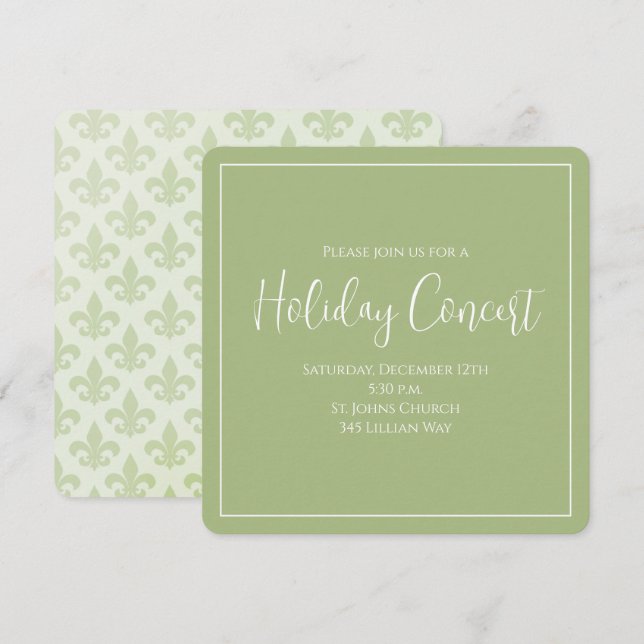 Christmas Holiday Elegant Fleur de Lis Pattern  Invitation (Front/Back)