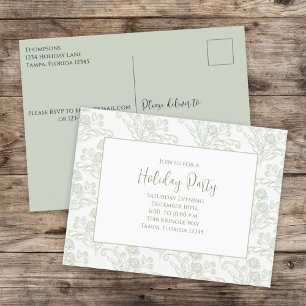 Christmas Holiday Elegant Green Budget Invitation Postcard