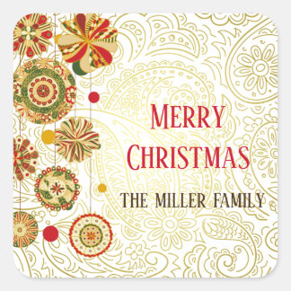 Christmas Holiday Elegant Ornament Square Sticker