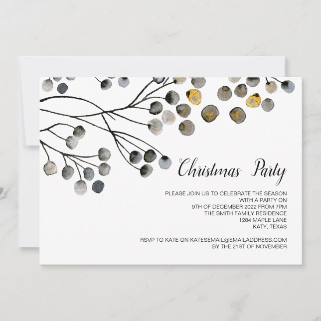 Christmas Holiday Elegant Party Winter Celebration Invitation (Front)