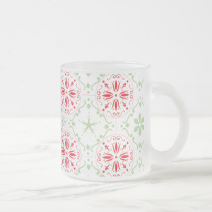 Christmas Holiday Elegant Simple Snowflake Pattern Frosted Glass Coffee Mug