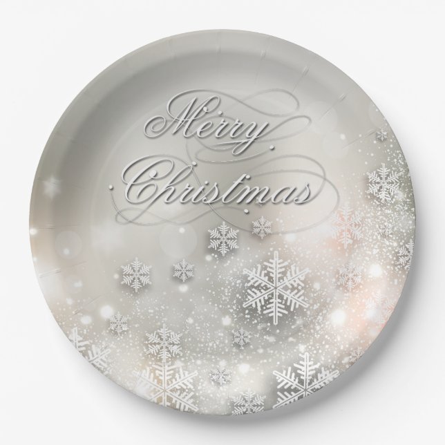 Christmas Holiday Elegant Snowflake Plate (Front)