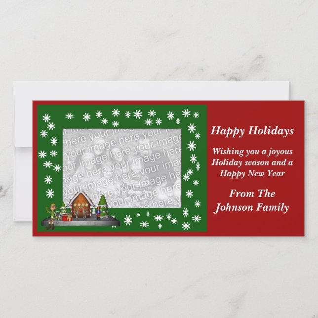 Christmas Holiday Elf Scene Photo Card (Front)