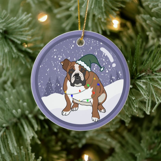 Christmas Holiday English Bulldog  Ceramic Tree Decoration (Tree)