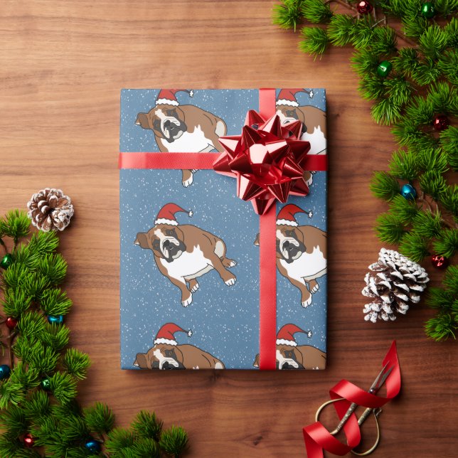 Christmas Holiday English Bulldog  Wrapping Paper (Holiday Gift)