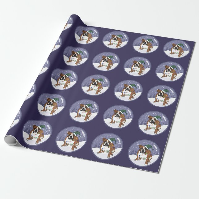 Christmas Holiday English Bulldog  Wrapping Paper (Unrolled)