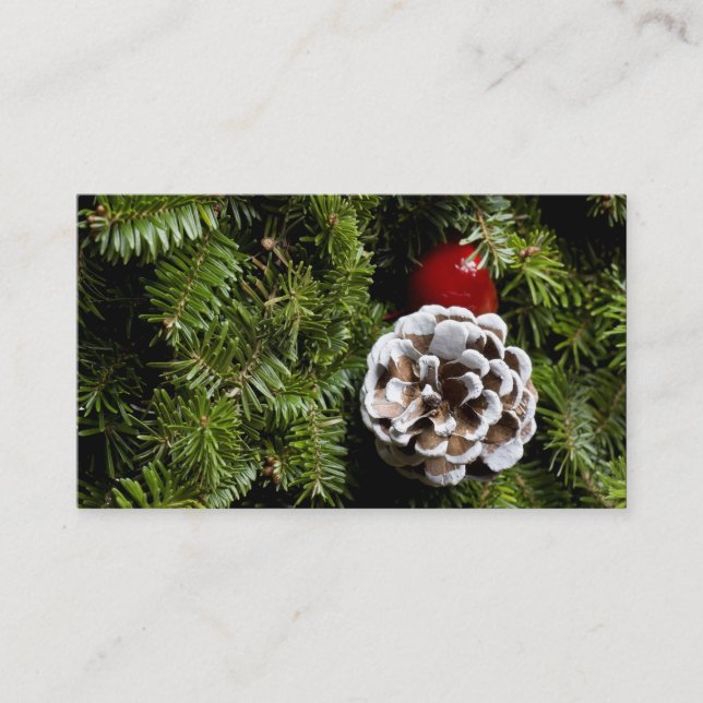Christmas Holiday Evergreen Decoration Background Business Card (Front)