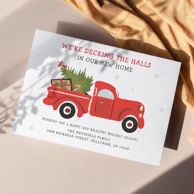 Christmas Holiday Family Moving Announcement (Decking The Halls Christmas Moving Announcement)