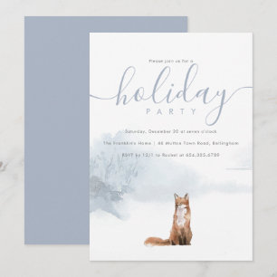 Christmas Holiday Family Party Winter Woodland Fox Invitation