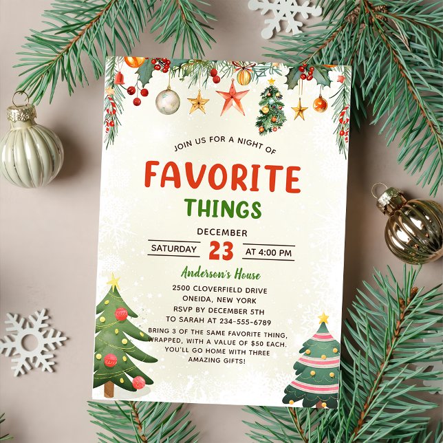 Christmas Holiday Favourite Things Party Invitatio Invitation (Creator Uploaded)