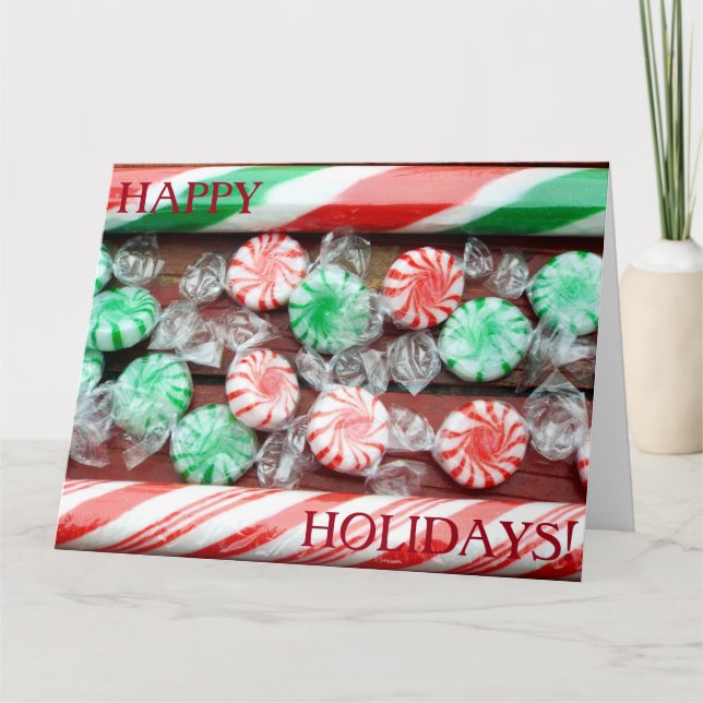 Christmas Holiday festive Candy Canes&hard candies Card (Front)