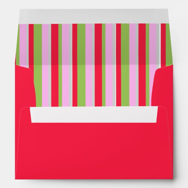 Christmas Holiday Festive Cute Colourful Striped  Envelope (Back (Bottom))