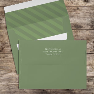 Christmas Holiday Festive Cute Green Striped  Envelope
