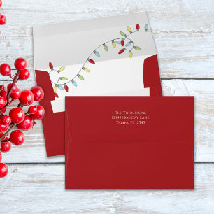 Christmas Holiday Festive Cute String Lights Envelope