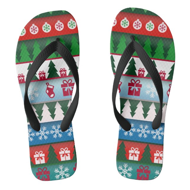 Christmas Holiday Festive Flip Flops (Footbed)