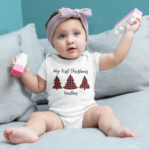 Christmas Holiday Festive My First Buffalo Check Baby Bodysuit