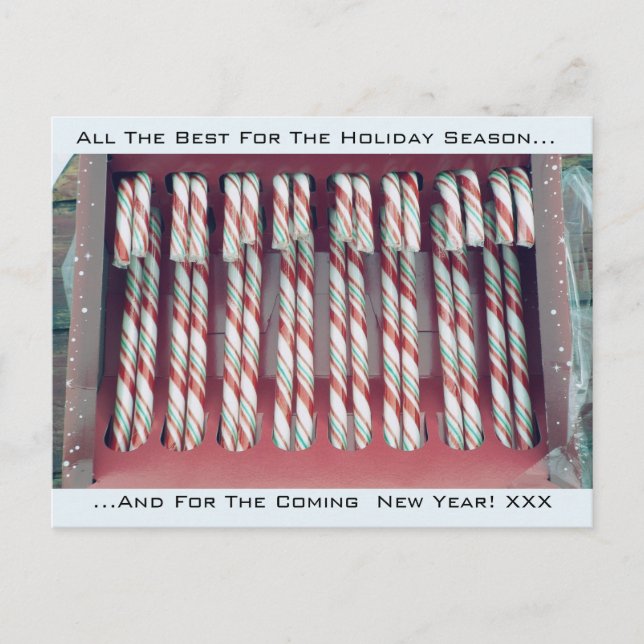 Christmas Holiday festive peppermint Candy Canes Postcard (Front)