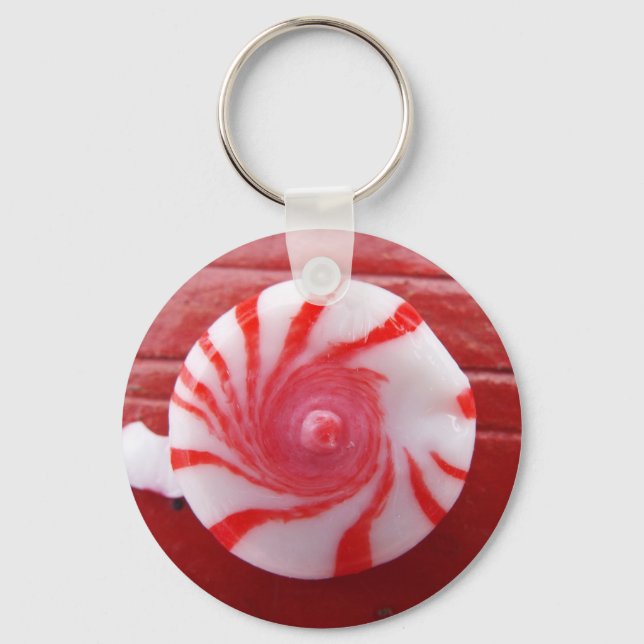 Christmas Holiday festive peppermint swirl candy Key Ring (Front)