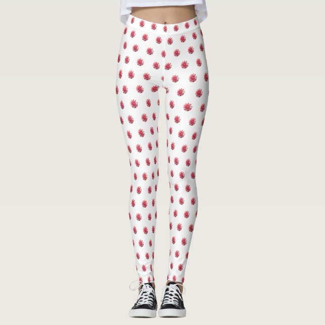 Christmas Holiday festive peppermint swirl candy Leggings (Front)