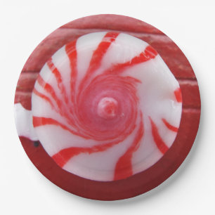 Christmas Holiday festive peppermint swirl candy Paper Plate