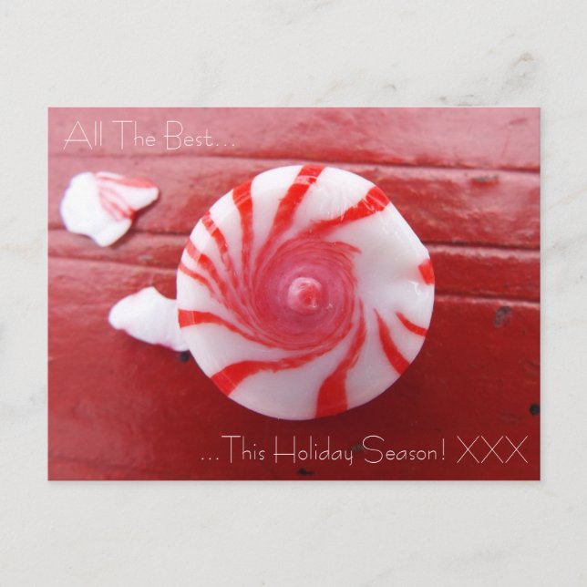 Christmas Holiday festive peppermint swirl candy Postcard (Front)