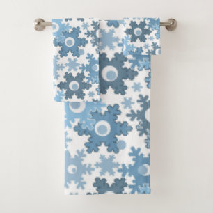 Christmas holiday festive winter snowflakes bright bath towel set