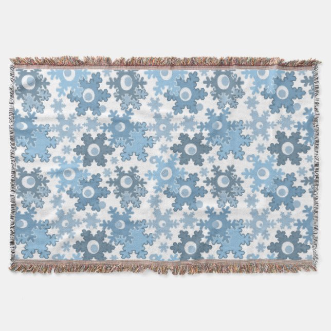 Christmas holiday festive winter snowflakes bright throw blanket (Front)