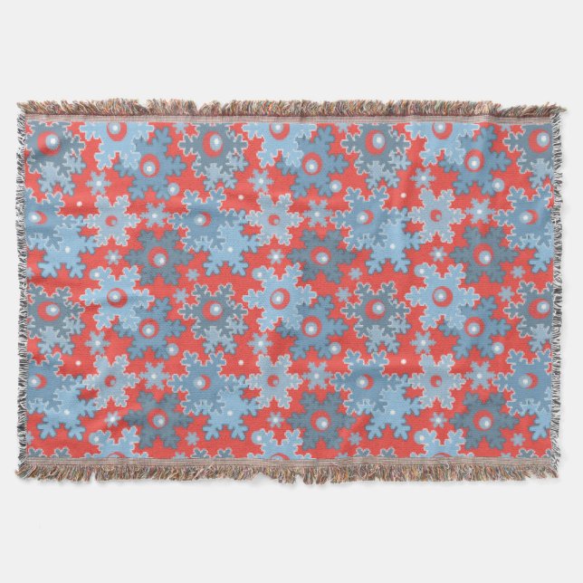 Christmas holiday festive winter snowflakes bright throw blanket (Front)