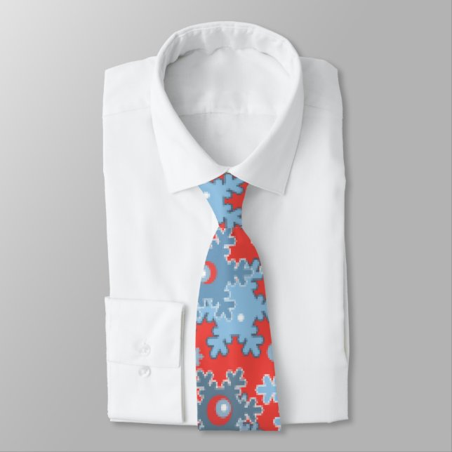 Christmas holiday festive winter snowflakes bright tie (Tied)