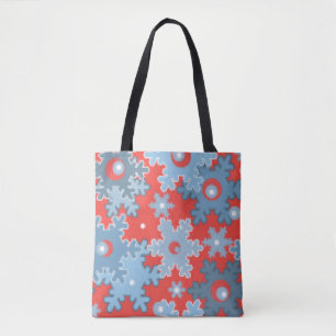 Christmas holiday festive winter snowflakes bright tote bag