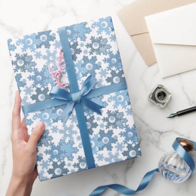 Christmas holiday festive winter snowflakes bright wrapping paper (Gifting)