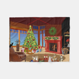 Christmas Holiday Fireplace Fleece blanket