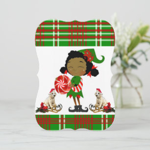 Christmas Holiday Flat Greeting Card, African Elf Card