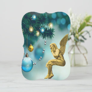 Christmas Holiday Flat Greeting Card, Angel Card