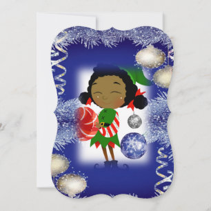 Christmas Holiday Flat Greeting Card, Elf Card