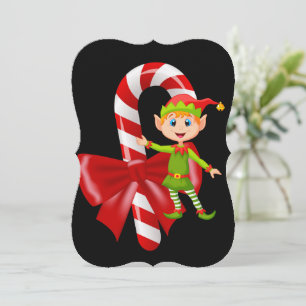 Christmas Holiday Flat Greeting Card, Elf Card