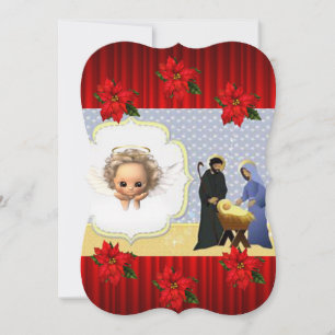 Christmas Holiday Flat Greeting Card, Jesus Christ Card