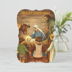 Christmas Holiday Flat Greeting Card, Jesus Christ Card